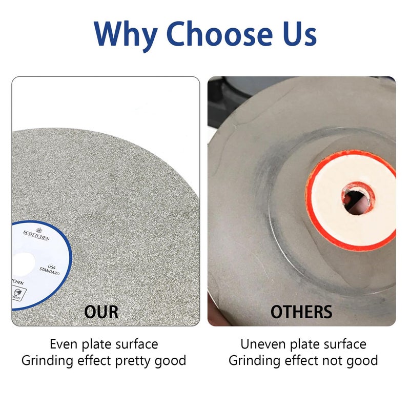 SCOTTCHEN Diamond Flat Lap Wheel 8" x 1/2" Grinding Sanding Disc Lapping Polishing Disc-80 Grit - Image 4